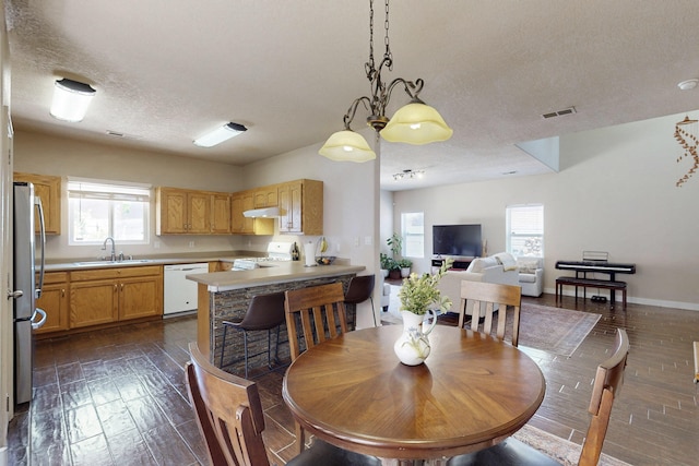 1723 Avenida Real, Albuquerque, NM 87105 - dining area featuring dark wood-style floors and a textured ceiling
