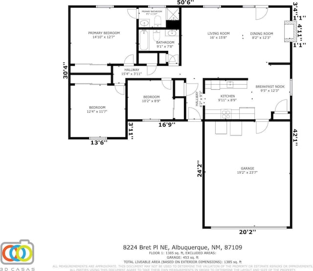8224 Bret Pl NE, Albuquerque, NM 87109 - property floor plan