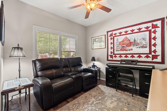 3827 Fox Sparrow Trl NW, Albuquerque, NM 87120 - living room with ceiling fan, wood finished floors, and baseboards