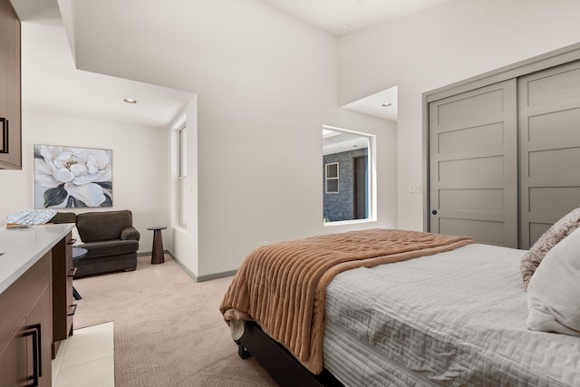 1413 6th St SE, Rio Rancho, NM 87124 - bedroom with light colored carpet, baseboards, and recessed lighting