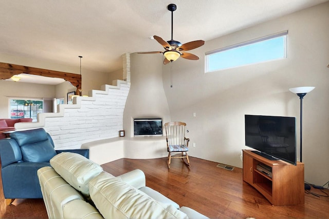 6500 Moon Shadows Dr NW, Albuquerque, NM 87120 - living room with ceiling fan and wood finished floors