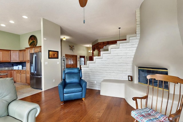 6500 Moon Shadows Dr NW, Albuquerque, NM 87120 - living room with light wood-style flooring and recessed lighting