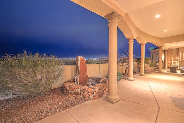 4110 Waterwillow Pl NW, Albuquerque, NM 87120 - patio at night featuring a patio