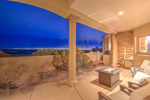 4110 Waterwillow Pl NW, Albuquerque, NM 87120 - view of patio featuring an outdoor living space with a fire pit