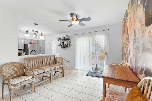 4235 Pumice Dr NE, Rio Rancho, NM 87124 - living room with a ceiling fan and light tile patterned flooring