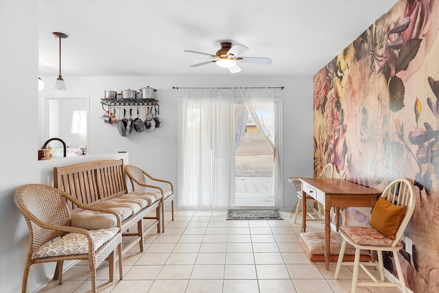 4235 Pumice Dr NE, Rio Rancho, NM 87124 - sitting room with ceiling fan and light tile patterned floors