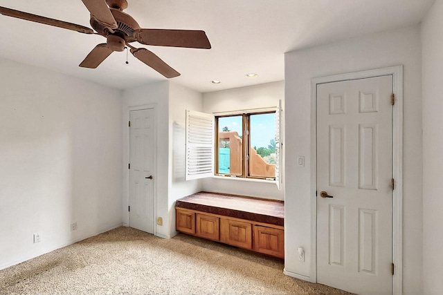 1704 Quail Run Ct NE, Albuquerque, NM 87122 - unfurnished bedroom with light colored carpet, recessed lighting, and ceiling fan