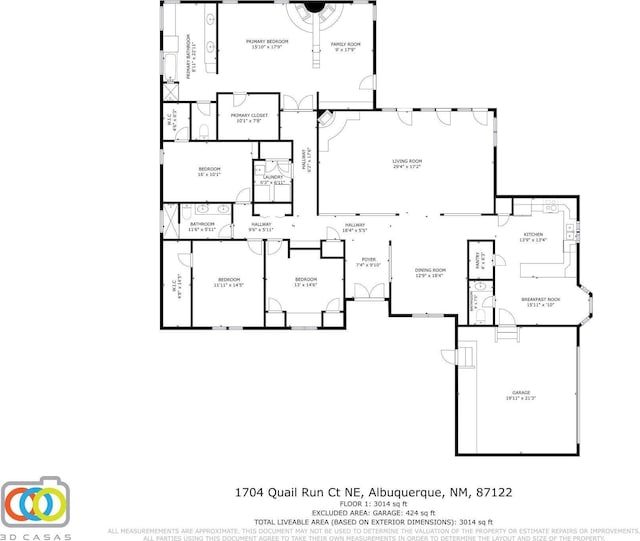 1704 Quail Run Ct NE, Albuquerque, NM 87122 - room layout