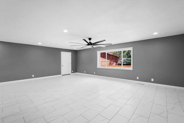 2212 Henry Rd SW, Albuquerque, NM 87105 - spare room with recessed lighting, ceiling fan, baseboards, and light marble finish floors