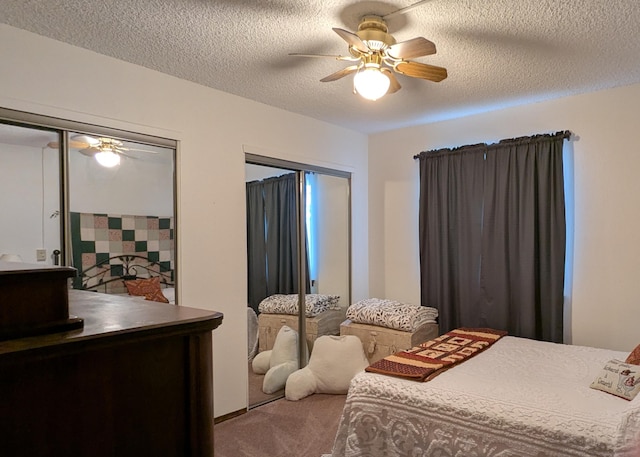 3501 Juan Tabo Blvd NE Unit K9, Albuquerque, NM 87111 - carpeted bedroom with ceiling fan and a textured ceiling