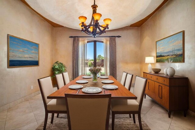 9301 Black Farm Ln NW, Albuquerque, NM 87114 - dining room with a chandelier and light tile patterned flooring