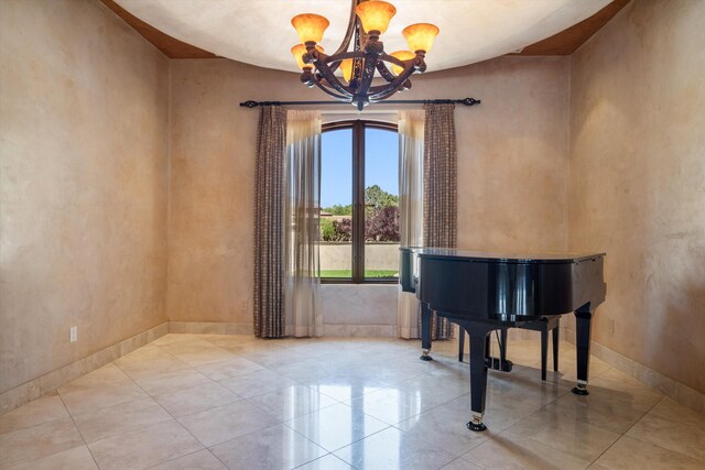 9301 Black Farm Ln NW, Albuquerque, NM 87114 - living area featuring a chandelier and tile patterned floors