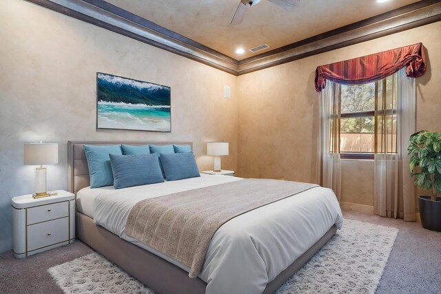 9301 Black Farm Ln NW, Albuquerque, NM 87114 - carpeted bedroom featuring a ceiling fan and recessed lighting