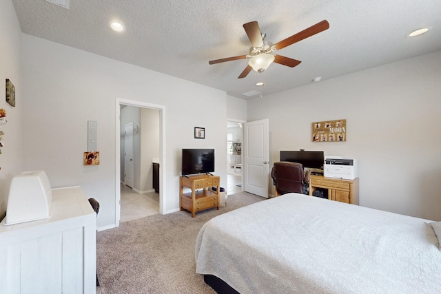 1854 Valle Vista Rd NW, Los Lunas, NM 87031 - bedroom with light colored carpet, recessed lighting, baseboards, ceiling fan, and a desk