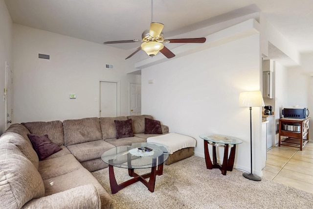 402 Calle Don Santiago NE, Los Lunas, NM 87031 - living room featuring ceiling fan and light carpet