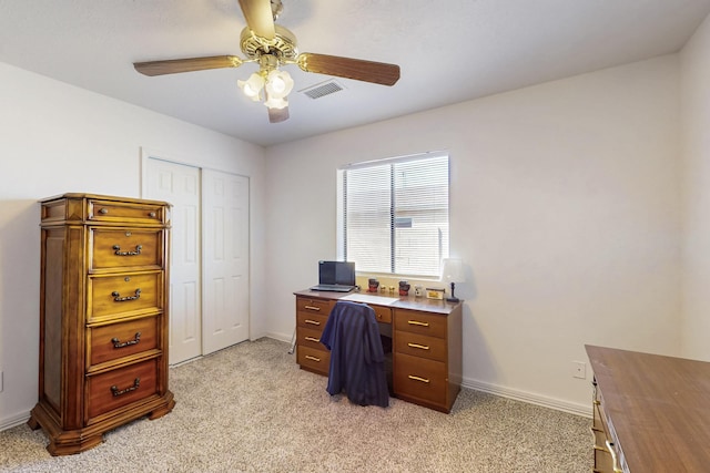 402 Calle Don Santiago NE, Los Lunas, NM 87031 - office space featuring ceiling fan, light colored carpet, and baseboards