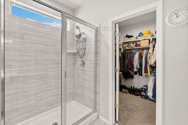 684 Turmalina Dr SE, Rio Rancho, NM 87124 - bathroom with a stall shower and a spacious closet