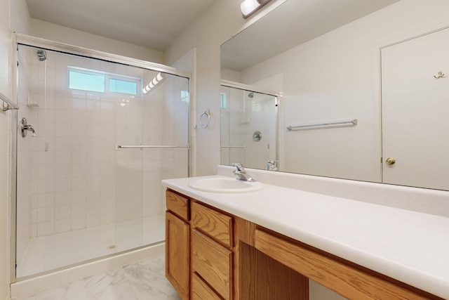 6501 San Antonio Dr NE Unit 2702, Albuquerque, NM 87109 - full bath featuring a shower stall, vanity, and marble finish flooring