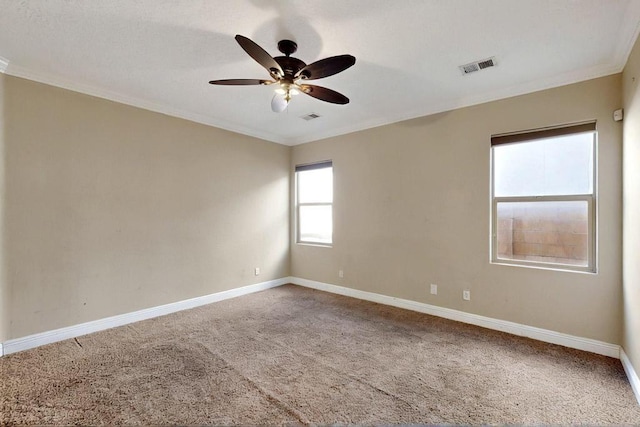 6505 Basket Weaver Ave NW, Albuquerque, NM 87114 - spare room featuring crown molding, carpet, ceiling fan, and baseboards