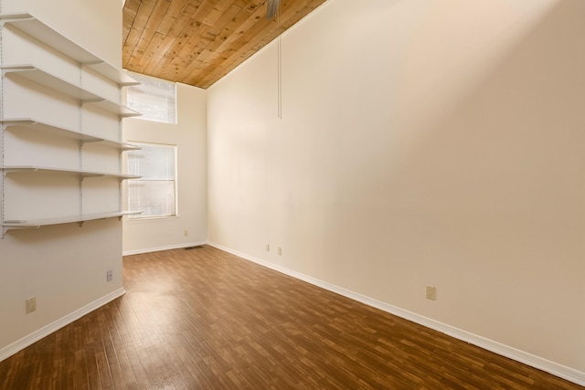 600 Aztec Rd NW, Albuquerque, NM 87107 - unfurnished room featuring wood ceiling, wood finished floors, baseboards, and vaulted ceiling