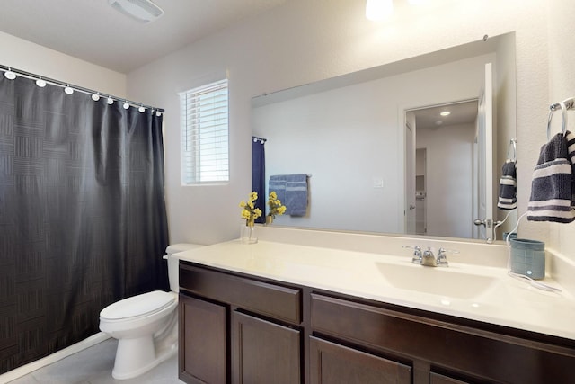 2317 Solara Loop NE, Rio Rancho, NM 87144 - bathroom with vanity, tile patterned floors, and a shower with shower curtain
