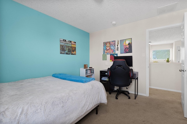 8331 Wild Dunes Ave NW, Albuquerque, NM 87120 - carpeted bedroom featuring a textured ceiling, baseboards, and an office area