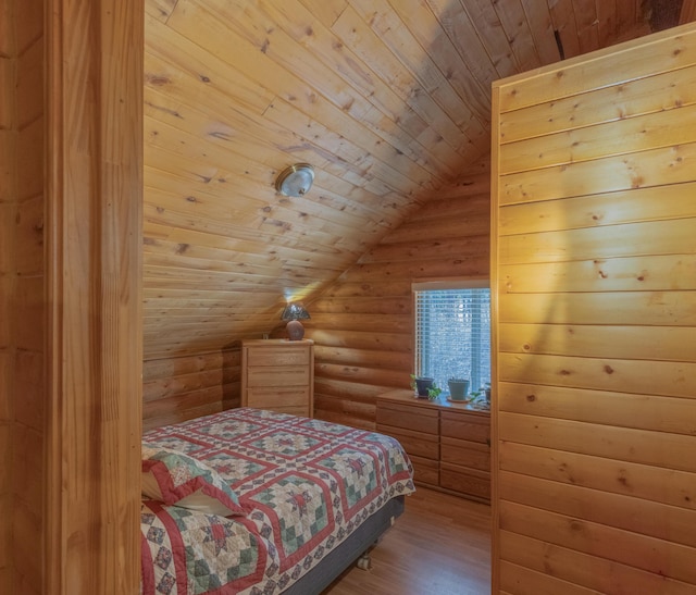 31 Smokey Bear Rd, Ramah, NM 87321 - bedroom with log walls, wood ceiling, wood finished floors, lofted ceiling, and a sauna / steam room