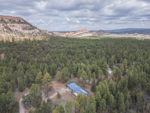 34 Halcon Rd, Ramah, NM 87321 - aerial view of property's location with a heavily wooded area and mountains