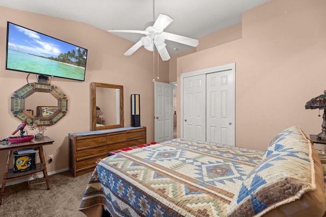 1908 Selway Pl NW, Albuquerque, NM 87120 - bedroom with carpet, a closet, a ceiling fan, and baseboards
