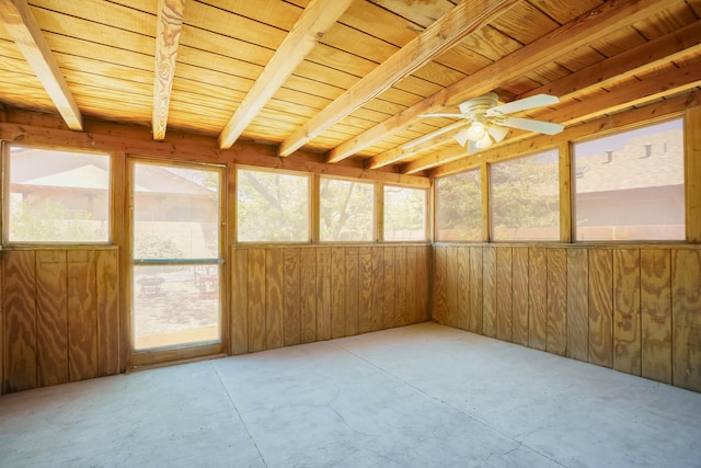 6105 Loro Ave NW, Albuquerque, NM 87114 - unfurnished sunroom with ceiling fan and beamed ceiling