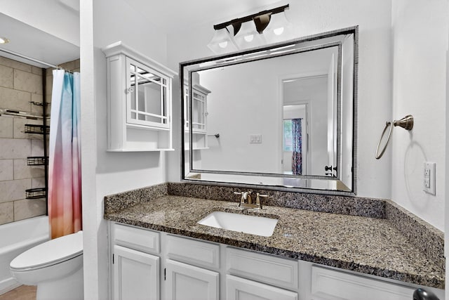 2110 Twisted Juniper Rd SE, Rio Rancho, NM 87124 - full bathroom with vanity, toilet, and shower / bathtub combination with curtain
