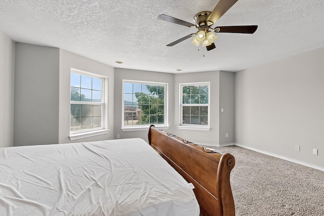 717 Monterrey Rd NE, Rio Rancho, NM 87144 - bedroom featuring a textured ceiling, carpet, and ceiling fan