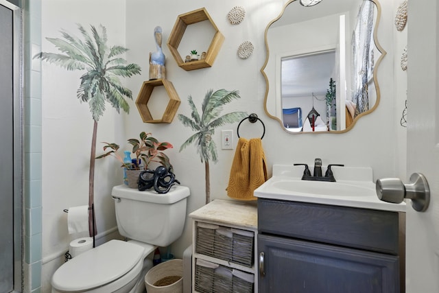 2724 Pennsylvania St NE, Albuquerque, NM 87110 - bathroom featuring toilet, vanity, and a shower with shower door