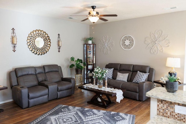 1019 Jacobs Dr NE, Rio Rancho, NM 87144 - living room featuring a ceiling fan and wood finished floors