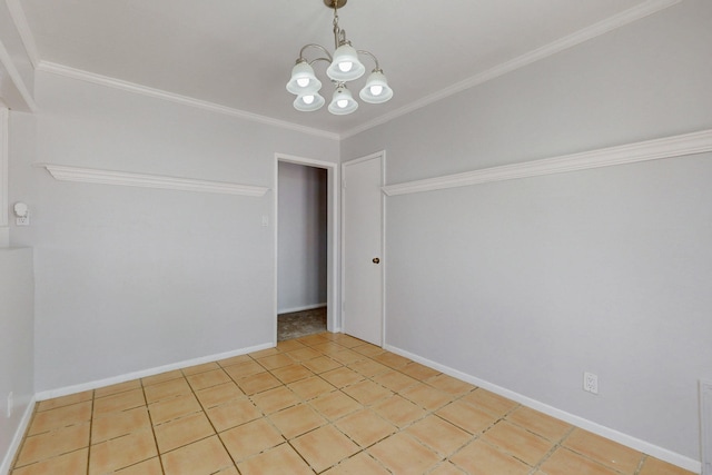 9913 Leyendecker Rd NE, Albuquerque, NM 87112 - unfurnished room featuring a chandelier, crown molding, baseboards, and light tile patterned floors