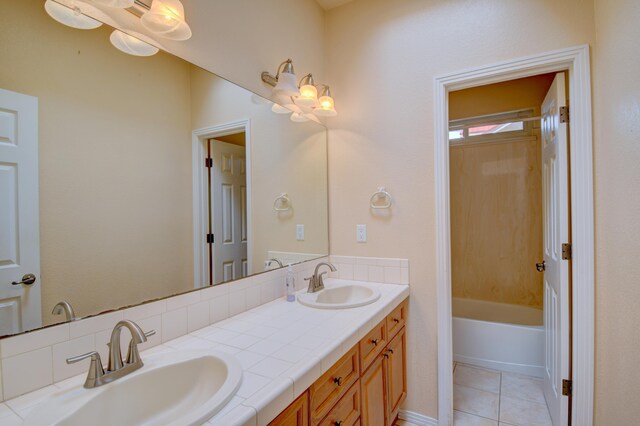 2705 Pueblo Grande Trl NW, Albuquerque, NM 87120 - full bath with double vanity, tile patterned floors, and bathtub / shower combination