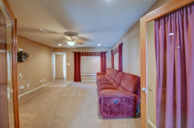 2705 Pueblo Grande Trl NW, Albuquerque, NM 87120 - carpeted living area featuring ceiling fan, baseboards, and recessed lighting