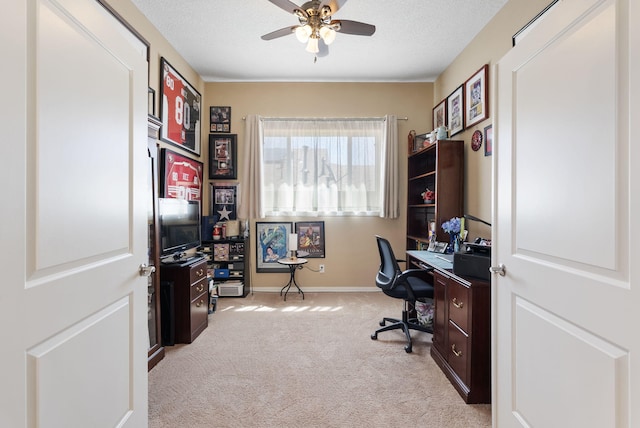 4210 Agave Ct SW, Los Lunas, NM 87031 - office area with light carpet, ceiling fan, and baseboards