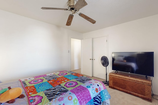 648 Frederico Blvd, Rio Communities, NM 87002 - bedroom with light carpet, a ceiling fan, and a closet