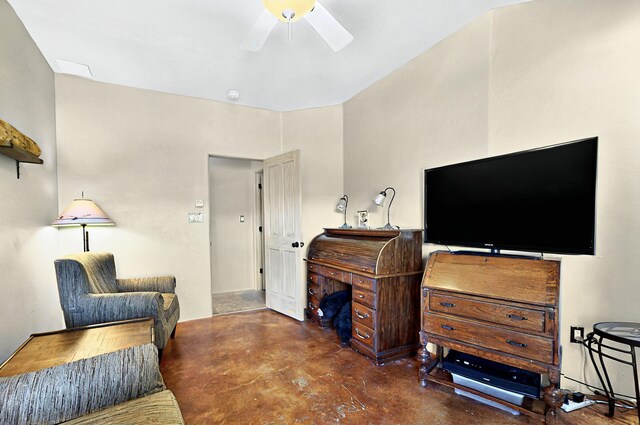1 Seasons Cir, Placitas, NM 87043 - living area with concrete floors and ceiling fan