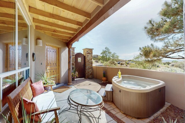 1 Seasons Cir, Placitas, NM 87043 - view of patio / terrace with a hot tub