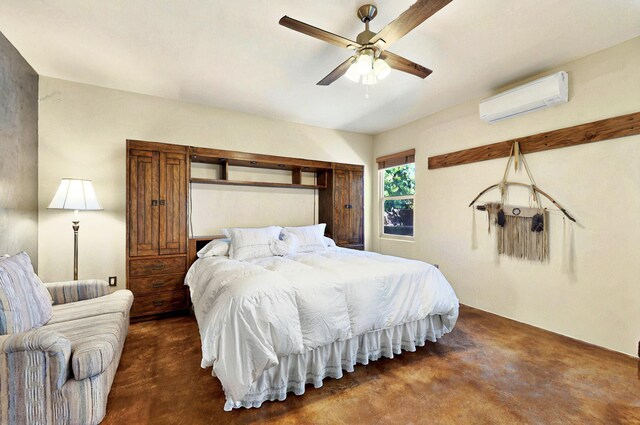1 Seasons Cir, Placitas, NM 87043 - bedroom featuring a wall mounted air conditioner and ceiling fan