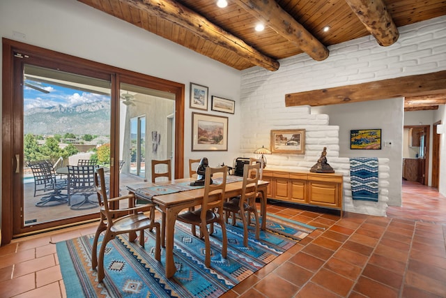 1572 Eagle Ridge Ct NE, Albuquerque, NM 87122 - dining space with wooden ceiling with exposed beams and dark tile patterned flooring