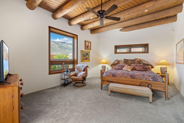 1572 Eagle Ridge Ct NE, Albuquerque, NM 87122 - bedroom featuring wooden ceiling with exposed beams and carpet floors
