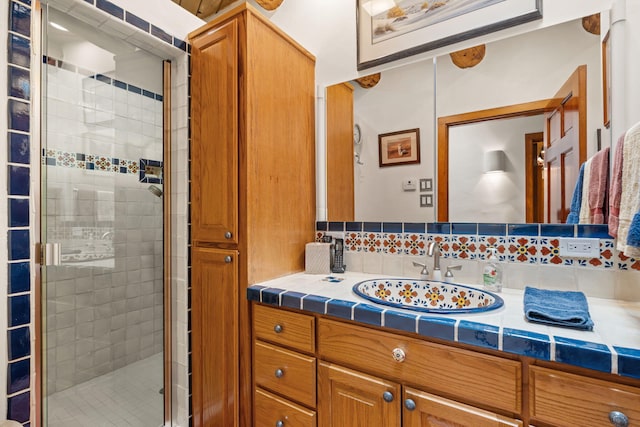 1572 Eagle Ridge Ct NE, Albuquerque, NM 87122 - full bath featuring vanity, a stall shower, and tasteful backsplash