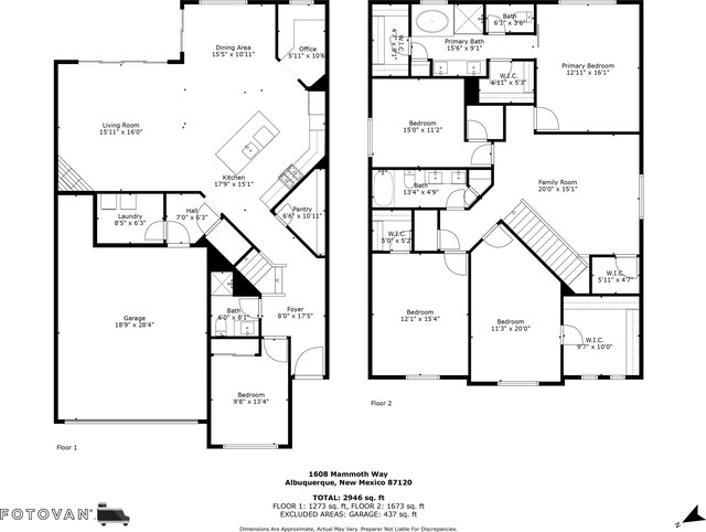 1608 Mammoth Way, Albuquerque, NM 87120 - floor plan / room layout