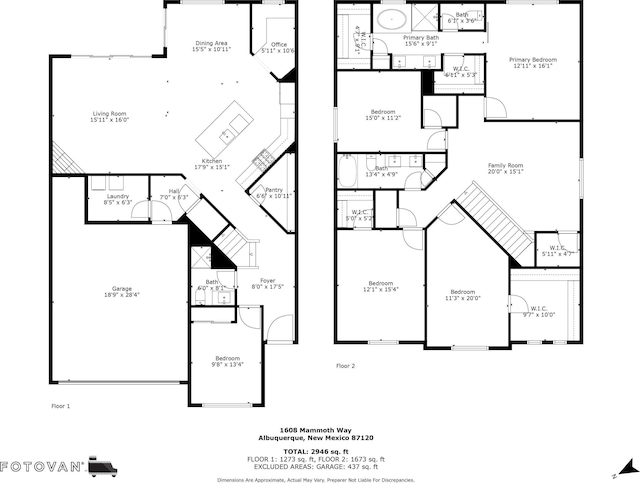 1608 Mammoth Way, Albuquerque, NM 87120 - floor plan / room layout