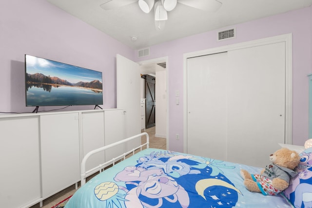 3758 Cattle Dr NE, Rio Rancho, NM 87144 - bedroom featuring a closet and a ceiling fan