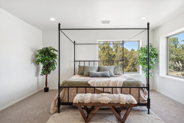 30A Arroyo Coyote Rd, Santa Fe, NM 87508 - bedroom featuring light colored carpet and recessed lighting