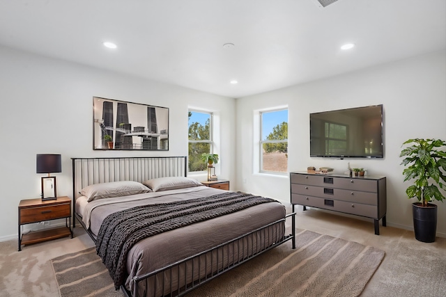 30A Arroyo Coyote Rd, Santa Fe, NM 87508 - bedroom with light colored carpet and recessed lighting